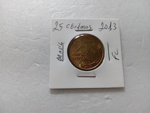 Moeda de 25 Centavos de 2013 Flor de Cunho MJ 21