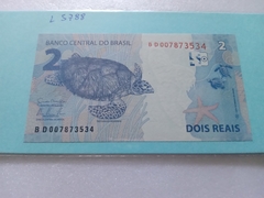 Cédula de 2 Reais Serie B D 007873534 Chancela de Mantega e Tombini Flor de Estampa