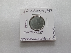 Moeda de 10 Centavos de 1997 Aço Inox com Data Marcada em 2 Lugares Catalogada DA 08 na internet