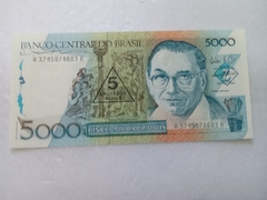 Cédula de 5 Cruzados Novos de 1989 C 201 Nº A 3745078603 A Flor de Estampa