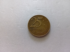 Moeda de 25 Centavos de 2000 Aço Inox Banhado de Bronze Duplo BRASIL Catalogada SC 04