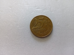 Moeda de 25 Centavos de 2002 Aço Inox Banhado de Bronze Palavra DEODORO Duplicada Catalogada SC 06