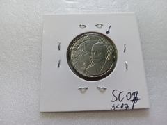 Moeda de 50 Centavos de 2002 Aço Inox Cunho Marcado no Cabelo RABINO Catalogada SC 07 - Mandrade Numismática