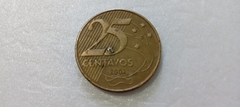 Moeda de 25 Centavos de 2002 Aço Banhado de Bronze Com a Palavra DEODORO DUPLO Catalogada ML 07