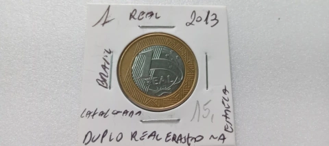 Moeda de 1 Real de 2013 Com Anverso Duplicado Real e Estrela e Rastro nas Estrela VG 10