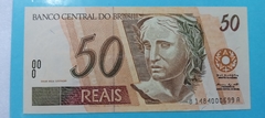 Cédula de 50 Reais de 1999 C 317 1ª Serie B 1484000699 A Chancelas de Pedro S. Malan e Armínio Fraga Flor De Estampa