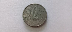 Moeda de 50 Centavos de 1998 com Brasil e Estrelas Duplicadas Catalogada ZÉ 10