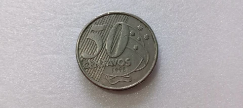 Moeda de 50 Centavos de 1998 com Brasil e Estrelas Duplicadas Catalogada ZÉ 10