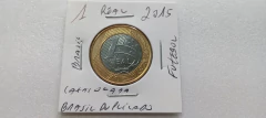 Moeda de 1 Real de 2015 Futebol com a Palavra BRASIL Duplicada Catalogada ZÉ 09 - Mandrade Numismática