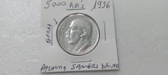 Moeda de 5000 Réis - 1936 Prata 600 com - Variante, Santos Letras Duplas SM 01 - Mandrade Numismática