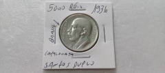 Moeda de 5000 Réis de 1936 Prata 600 Santos Dumont com a Palavra SANTOS Dupla Catalogada PA 03 na internet