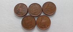 Moeda de 1 Centavo de 2001 Aço Banhado de Cobre ( Lote de 5 moedas Circuladas ) XL 06