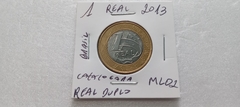 Moeda de 1 Real de 2013 com a palavra REAL DUPLO Catalogada ML 02 na internet