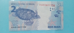 Cédula de 2 Reais de 2020 Serie H A 013611156 Chancelas de Guedes e Campos Neto Flor de Estampa