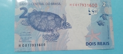 Cédula de 2 Reais de 2020 Serie H C 017931600 Chancelas de Guedes e Campos Neto Flor de Estampa
