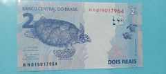 Cédula de 2 Reais de 2020 Serie H H 019017964 Chancelas de Guedes e Campos Neto Flor de Estampa