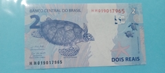 Cédula de 2 Reais de 2020 Serie H H 019017965 Chancelas de Guedes e Campos Neto Flor de Estampa