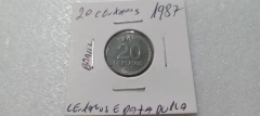 Moeda de 20 Centavos de 1987 Aço Inox com Centavos e Data Dupla RR 05