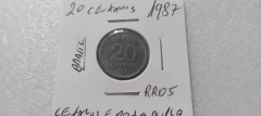 Moeda de 20 Centavos de 1987 Aço Inox com Centavos e Data Dupla RR 05 - Mandrade Numismática