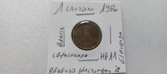Moeda de 1 Cruzeiro de 1956 Módulo Menor de Bronze Alumínio Reverso Horizontal à Esquerda Catalogada HE 11 na internet
