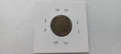 Moeda de 1 Cruzeiro de 1956 Módulo Menor de Bronze Alumínio Reverso Horizontal à Esquerda Catalogada HE 11 - Mandrade Numismática