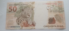 Cédula de 50 Reais de 2021 Serie L I 088031313 Chancelas de Paulo Guedes e Campos Neto Flor de Estampa