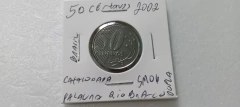 Moeda de 50 Centavos de 2002 Aço Inox com Palavra RIO BRANCO Dupla Catalogada SM 06 - Mandrade Numismática