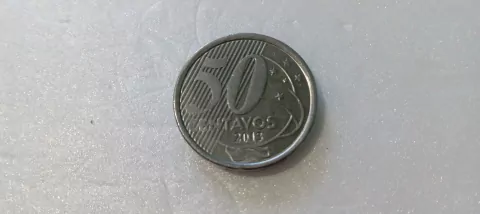 Moeda de 50 de Centavos de 2013 Aço Inox Brasil Duplo Catalogada DJ 04