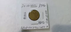 Moeda de 20 Centavos de 1946 Bronze Alumínio Reverso Inclinado à Esquerda AD 02