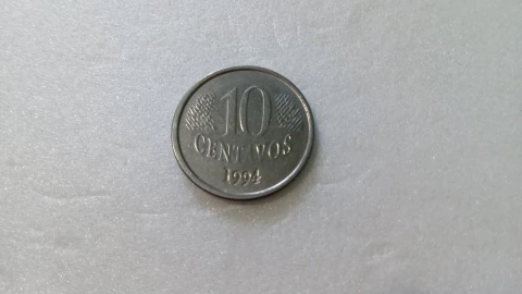 Moeda de 10 Centavos de 1994 Aço Inoxidável Data Marcada e 2 Lugares Catalogada OD 03