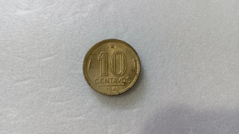 Moeda de 10 Centavos de 1949 Bronze Alumínio ( Data Dupla ) Catalogada ZZ 14