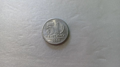 Moeda de 50 Centavos de 1958 Alumínio Flor de Cunho SM 10