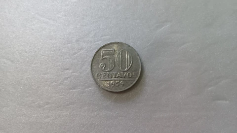 Moeda de 50 Centavos de 1959 Alumínio Flor de Cunho SM 12
