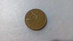 Moeda de 25 Centavos de 2002 Aço Banhado de Bronze ( Palavra Deodoro Dupla ) Catalogada HE 03