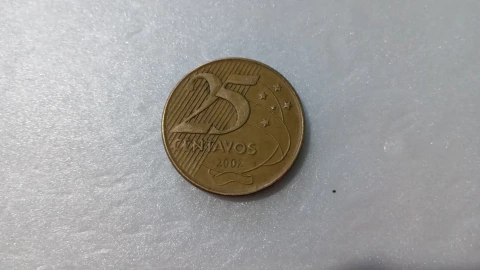 Moeda de 25 Centavos de 2002 Aço Banhado de Bronze ( Palavra Deodoro Dupla ) Catalogada HE 03
