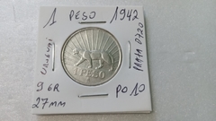 Moeda de 1 Peso de 1942 Uruguai Prata PO 10 na internet