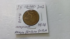 Moeda de 25 Centavos de 2002 Aço Banhado de Bronze Palavra DEODORO Duplo Catalogada HE 05 na internet