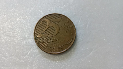 Moeda de 25 Centavos de 2013 Aço Banhado de Bronze Data marcada no Verso e Cunho Fraco no Verso ( Catalogada ) DI 03