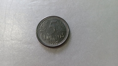 Moeda de 5 Centavos de 1997 Aço Inox Brasil Duplo Catalogada MJ 06