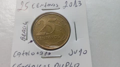 Moeda de 25 Centavos de 2013 Aço Banhado de Bronze Centavos Duplo Catalogada JU 10 na internet