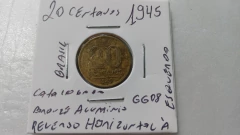 Moeda de 20 Centavos de 1945 Bronze Alumínio Reverso Horizontal à Esquerda Catalogada GG 08 na internet