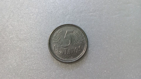 Moeda de 5 Centavos de 1994 Aço Inox DATA MARCADA 2 VEZES Catalogada VV 09