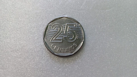 Moeda de 25 Centavos de 1994 Aço Inox Data Marcada no Anverso Catalogada VV 11