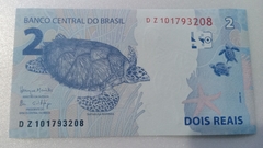 Cédula de 2 Reais de 2016 C 337a Serie D Z 101793208 Reposição Chancelas de Henrique C. Meirelles e Goldfajn ( Fabricada na Suécia ) Flor de Estampa