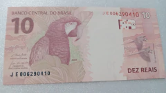 Cédula de 10 Reais de 2021 J E 006290410 Chancelas de Paulo Guedes e Campos Neto Flor de Estampa