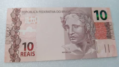 Cédula de 10 Reais de 2021 J E 006290410 Chancelas de Paulo Guedes e Campos Neto Flor de Estampa - comprar online