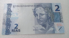 Cédula de 2 Reais de 2019 G J 024663623 Chancelas de Paulo Guedes e Campos Neto Flor de Estampa - comprar online