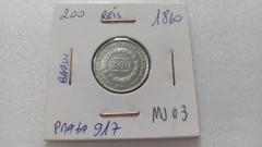 Moeda de 200 Réis de 1860 Prata 917 3º Sistema Monetário 2º Tipo MJ 03