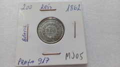 Moeda de 200 Réis de 1862 Prata 917 3º Sistema Monetário 2º Tipo MJ 05