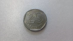 Moeda de 25 Centavos de 1994 Aço Inox Data Marcada no Reverso Catalogada PP 39